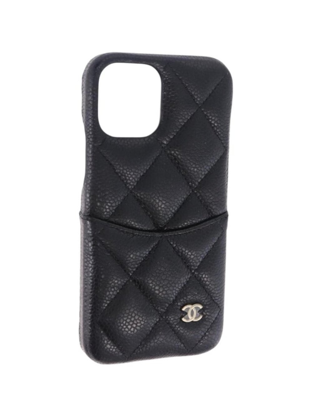 CHANEL iPhone11 iPhone Case Grained Calf Skin Black CC